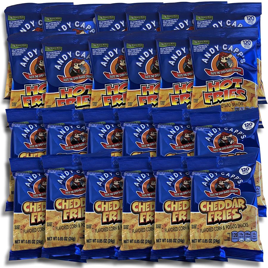 Andy Capp's Hot and Cheddar Fries Snacks Value Pack   120 Calorie Packs | 24 Bags - Specialty Snack by Andy Capp's