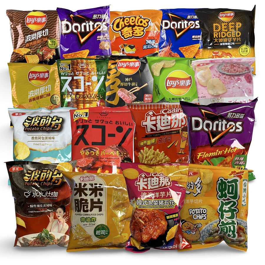 Imported Asian Japanese Chips Assortment – 6 Unique Bags | Rotating Flavors, No Duplicates - Specialty Snack by Tribeca Curations