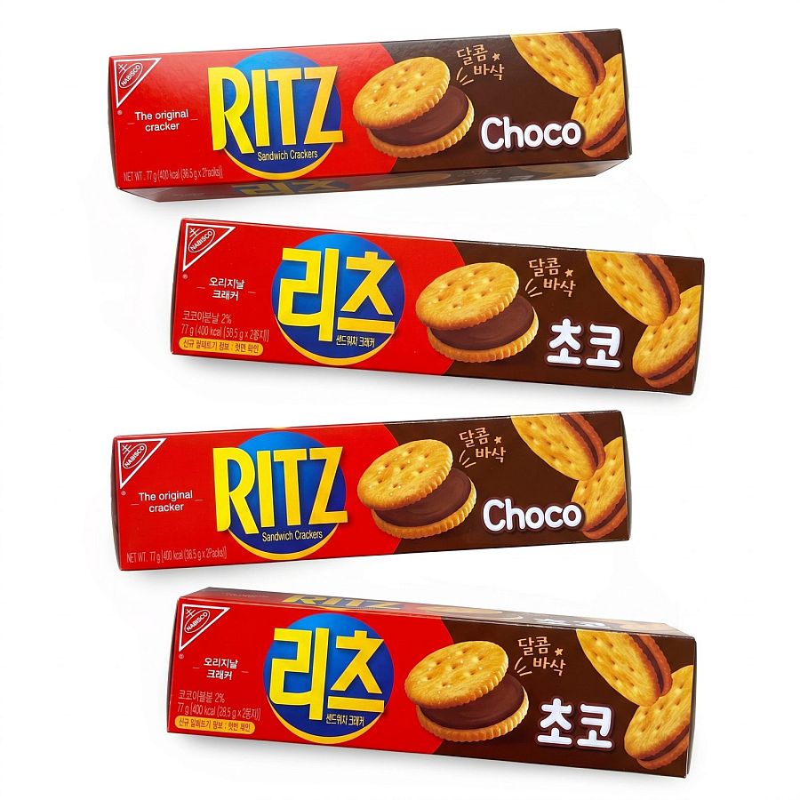 Imported Asian Ritz Crackers, Sandwiches & Bites 4 Pack | Korean Ritz Chocolate Sandwich - Specialty Snack by Nabisco
