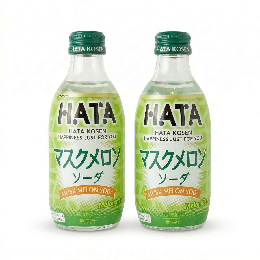 Imported Asian Soda & Drinks 2 Pack | Japanese & Taiwanese Beverages | Hata Musk Melon Soda - Specialty Snack by Tribeca Curations