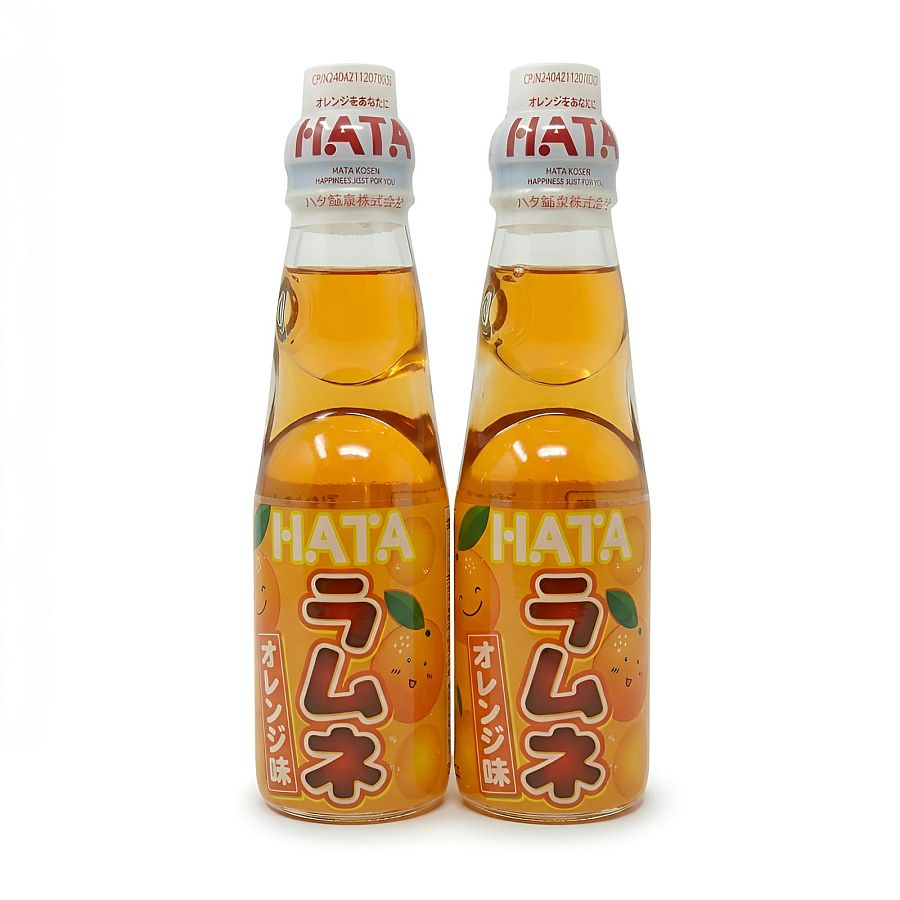Imported Asian Soda & Drinks 2 Pack | Japanese & Taiwanese Beverages | Hata Ramune Orange - Specialty Snack by Tribeca Curations