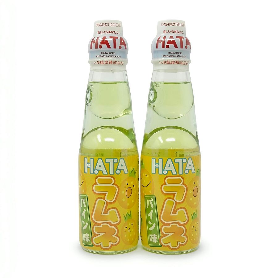 Imported Asian Soda & Drinks 2 Pack | Japanese & Taiwanese Beverages | Hata Ramune Pineapple - Specialty Snack by Tribeca Curations