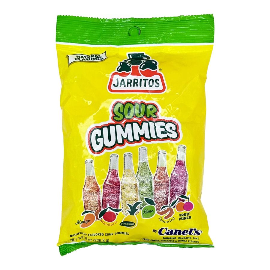 Jarritos Mixed Flavors Sour Gummies: 8 Oz Bag (Mango, mandarin, Pineapple, Lime, Tamarind, and Fruit Punch) - Specialty Snack by Tribeca Curations