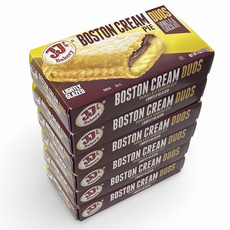 JJ's Bakery Classic Glazed Fruit & Cream Pies – 4 oz, 6 Pack | Boston Cream - Specialty Snack by JJ's Bakery