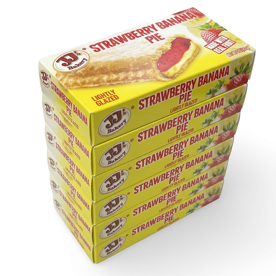 JJ's Bakery Classic Glazed Fruit & Cream Pies – 4 oz, 6 Pack | Strawberry Banana - Specialty Snack by JJ's Bakery