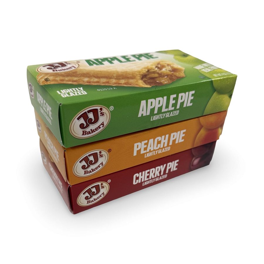 JJ's Bakery Fruit Pie Variety Pack, Apple, Cherry & Peach, 12 Individually Wrapped Snack Pies - Specialty Snack by JJ's Bakery