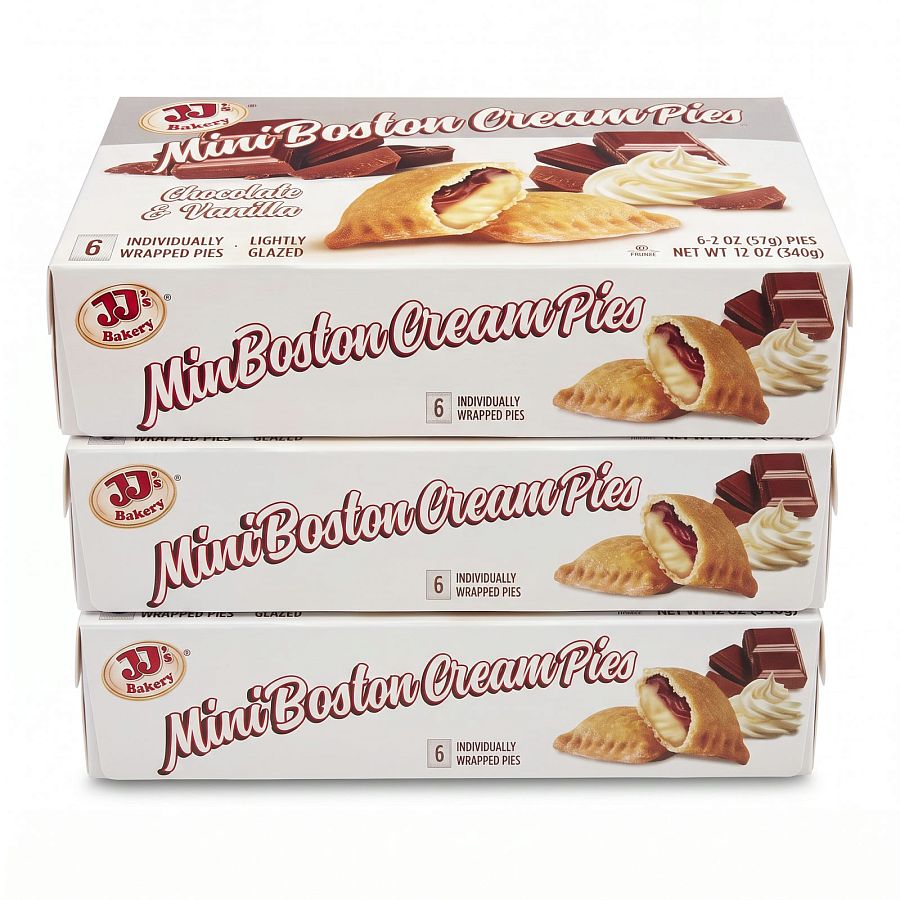 JJ's Bakery Mini Snack Pies | Boston Cream | 3 Box Bundle - Specialty Snack by JJ's Bakery