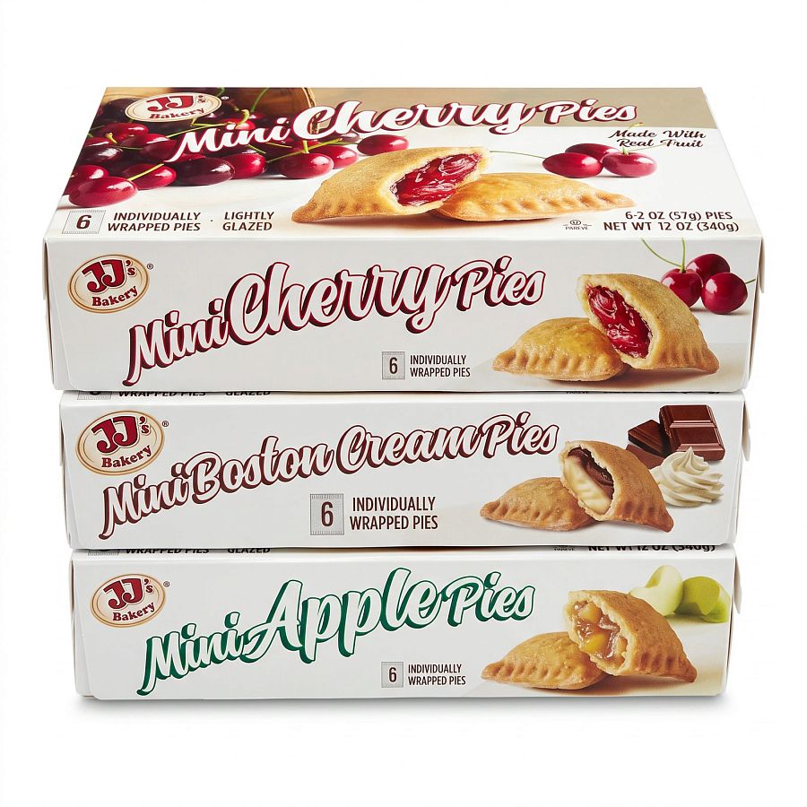 JJ's Bakery Mini Snack Pies | Cherry, Apple & Boston Cream | 3 Box Variety Bundle - Specialty Snack by JJ's Bakery