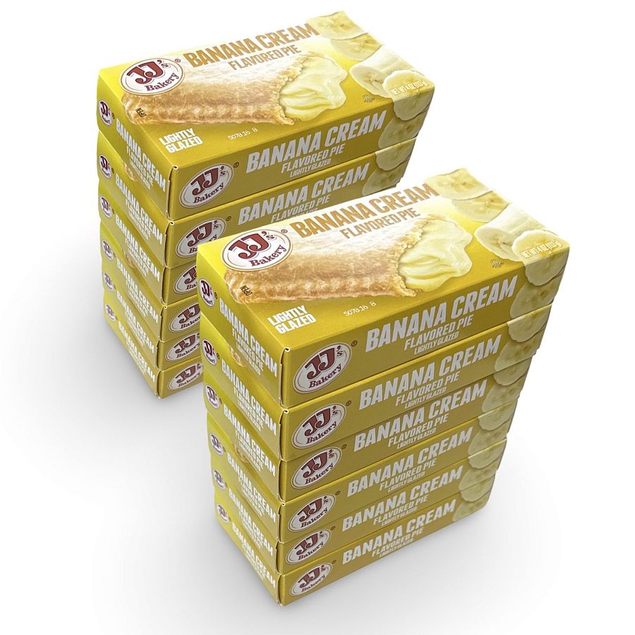 JJ's Bakery Banana Cream Glazed Snack Pies 4oz (Pack of 12) - Specialty Snack by JTM Foods