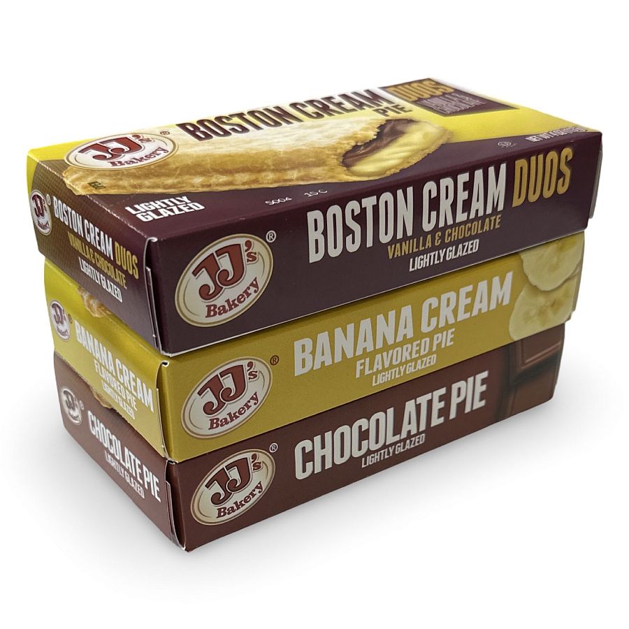 JJ's Bakery Pies Variety Pack (Boston Cream / Chocolate / Banana) | 12 Count - Specialty Snack by JJ's Bakery