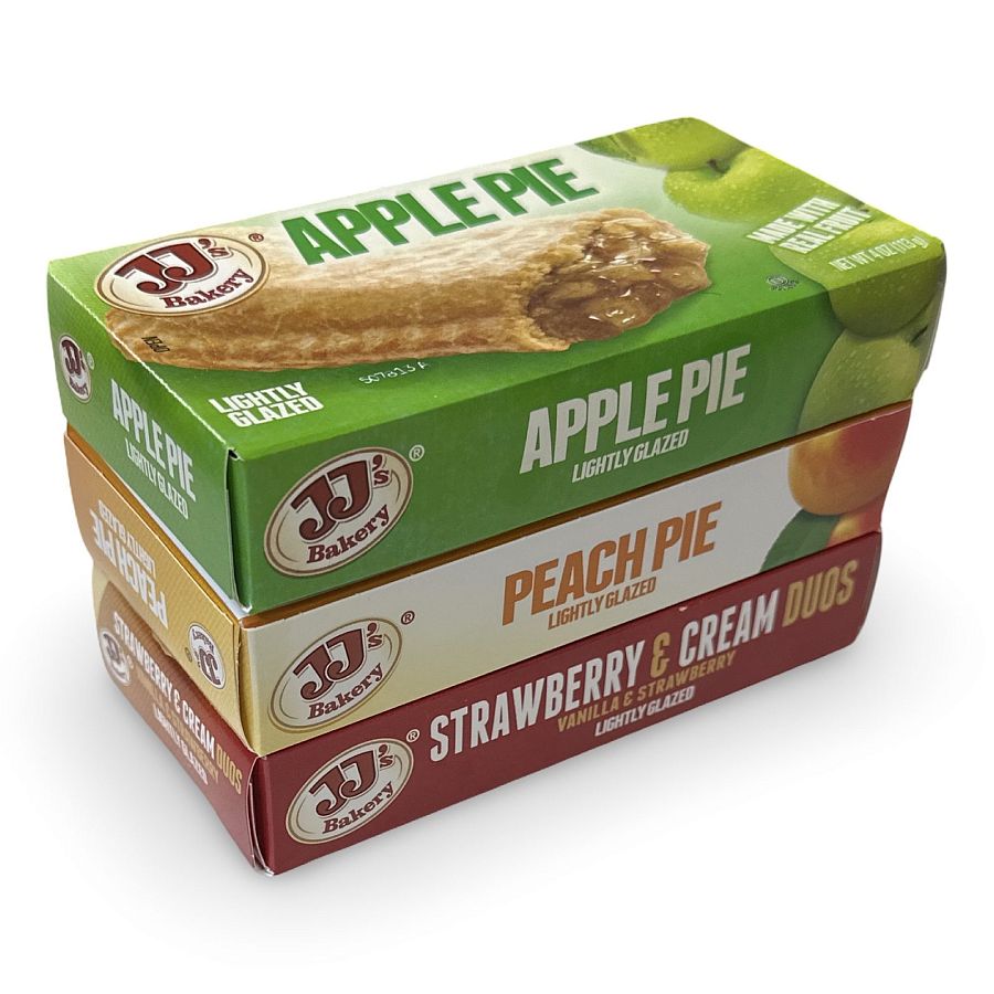 JJ's Bakery Pies Variety Pack (Peach / Apple / Strawberry Cream) | 12 Count - Specialty Snack by JJ's Bakery