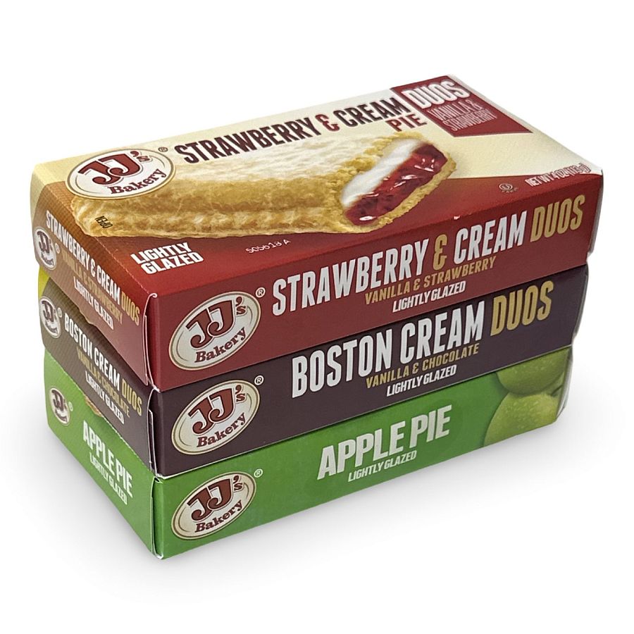 JJ's Bakery Pies Variety Pack (Strawberry Cream / Apple / Boston Cream) | 12 Count - Specialty Snack by JJ's Bakery