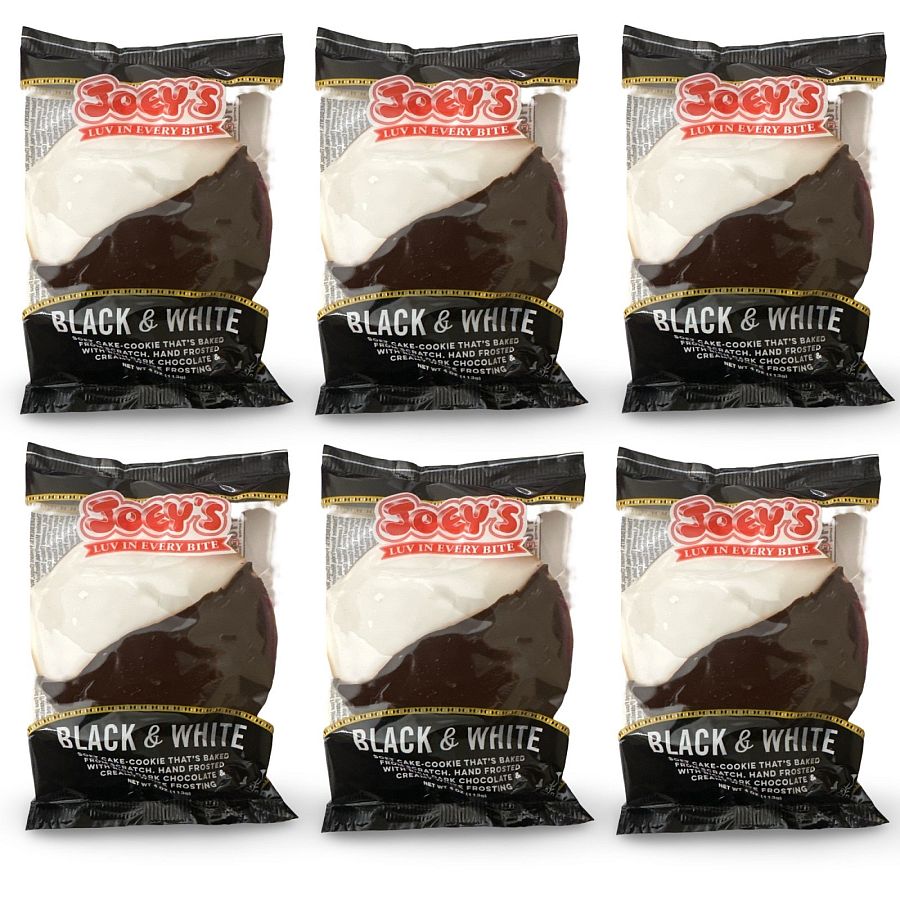 Joey's New York Style Black & White Cookies, 6 Count Classic Bakery Cookies - Specialty Snack by York