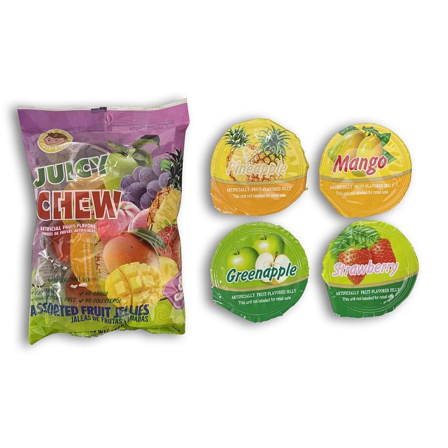 Juicy Chew Assorted Fruit Jellies Value Pack | 8 Count Bag | Pack of 2 (16 Total Cups) - Specialty Snack by Juicy Chew