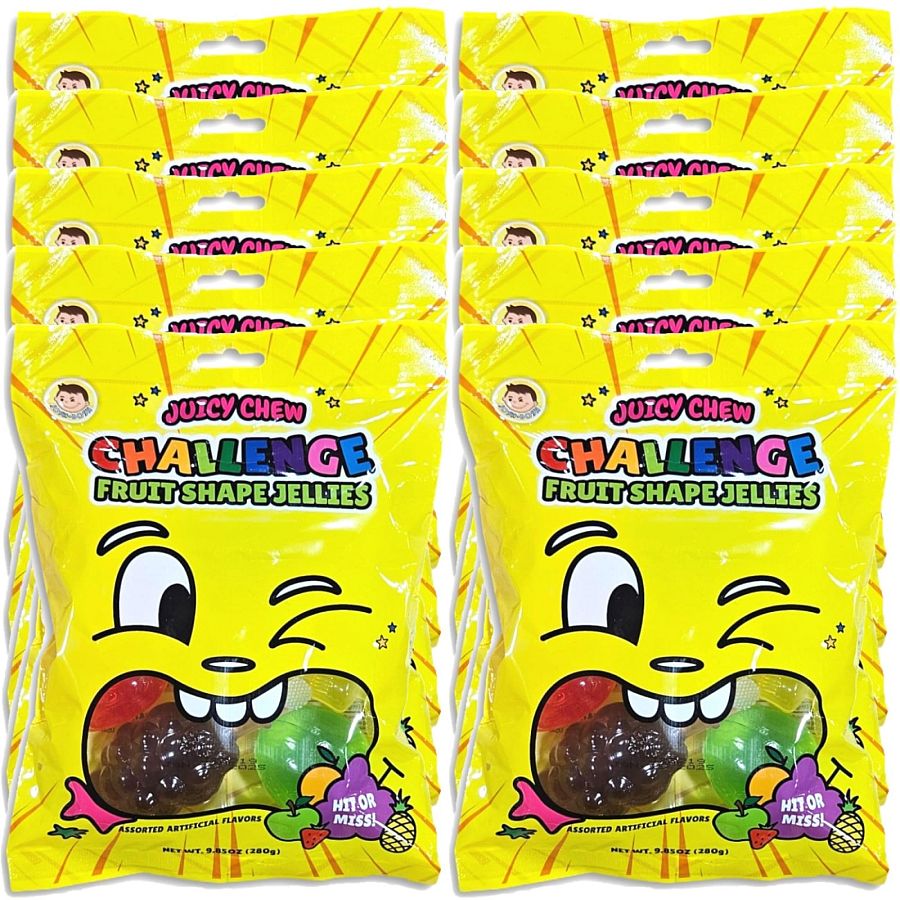 Juicy Chew Fruit Shape Jellies for TikTok Challenge Value Pack   9.85 Oz Bag | Pack of 10 (70 Total Jellies) - Specialty Snack by Juicy Chew