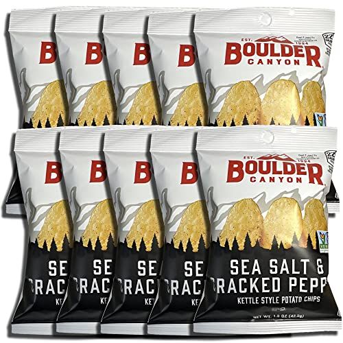 Kettle Style Potato Chips from Boulder | 1.5 Oz | (Cracked Pepper, 10 Bags) - Specialty Snack by Boulder Canyon