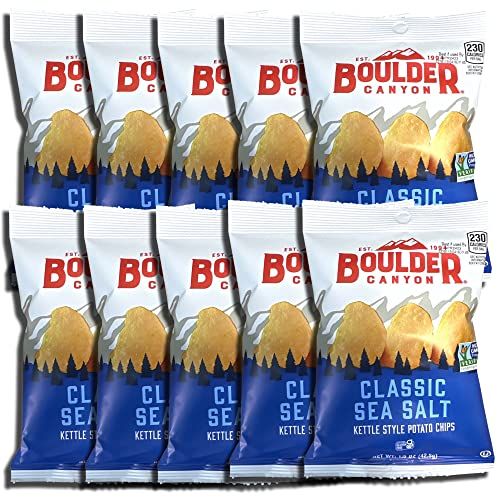 Kettle Style Potato Chips from Boulder | 1.5 Oz | (Sea Salt, 10 Bags) - Specialty Snack by Boulder Canyon