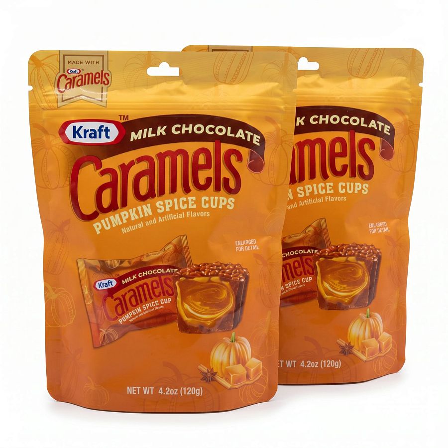 Kraft Caramels Fall Candy 2 Pack | Pumpkin Spice Caramel Cups - Specialty Snack by Kraft