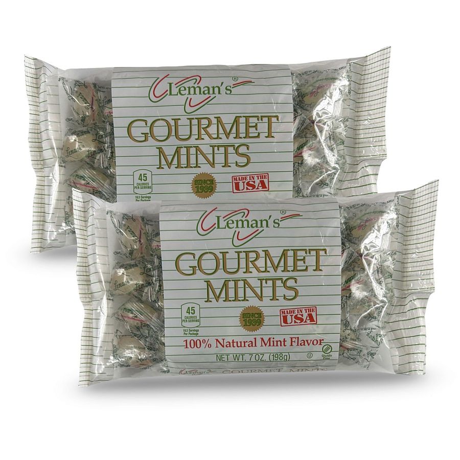 Leman's Gourmet Mints – Made in USA with 100% Natural Mint Flavor | 7 oz Bags (2 Pack) - Specialty Snack by Lemans