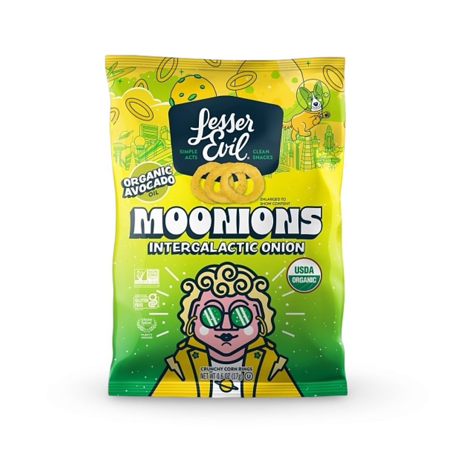 LesserEvil Smart Portion Snack Bags – 16 Pack (0.6 oz Avg) | Moonions Onion Rings - Specialty Snack by LesserEvil