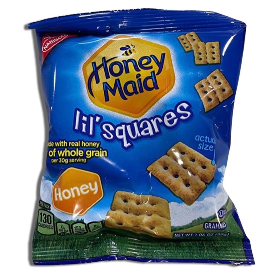 Lil' Squares Honey Graham Crackers Individual Single Serve Packs | Whole Grain, No High Fructose Syrup | (18 Packs) - Specialty Snack by Tribeca Curations
