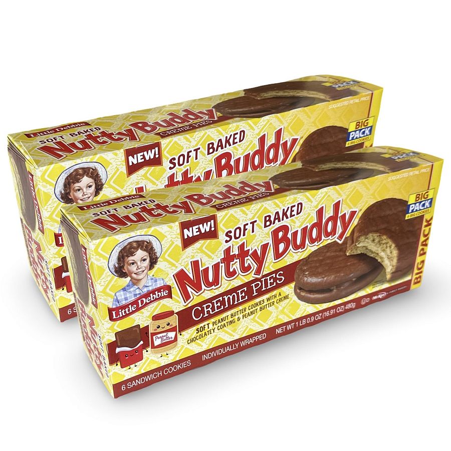 Little Debbie 2x Nutty Buddy Peanut Butter Cookie Cream Pies, Family Packs - Specialty Snack by Little Debbie