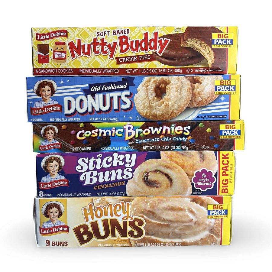 Little Debbie BIG PACKS Newest Cakes Variety Pack 5 Boxes | Nutty Pies, Donuts, Cosmic Brownies, Sticky Buns and Honey Buns - Specialty Snack by McKee Foods