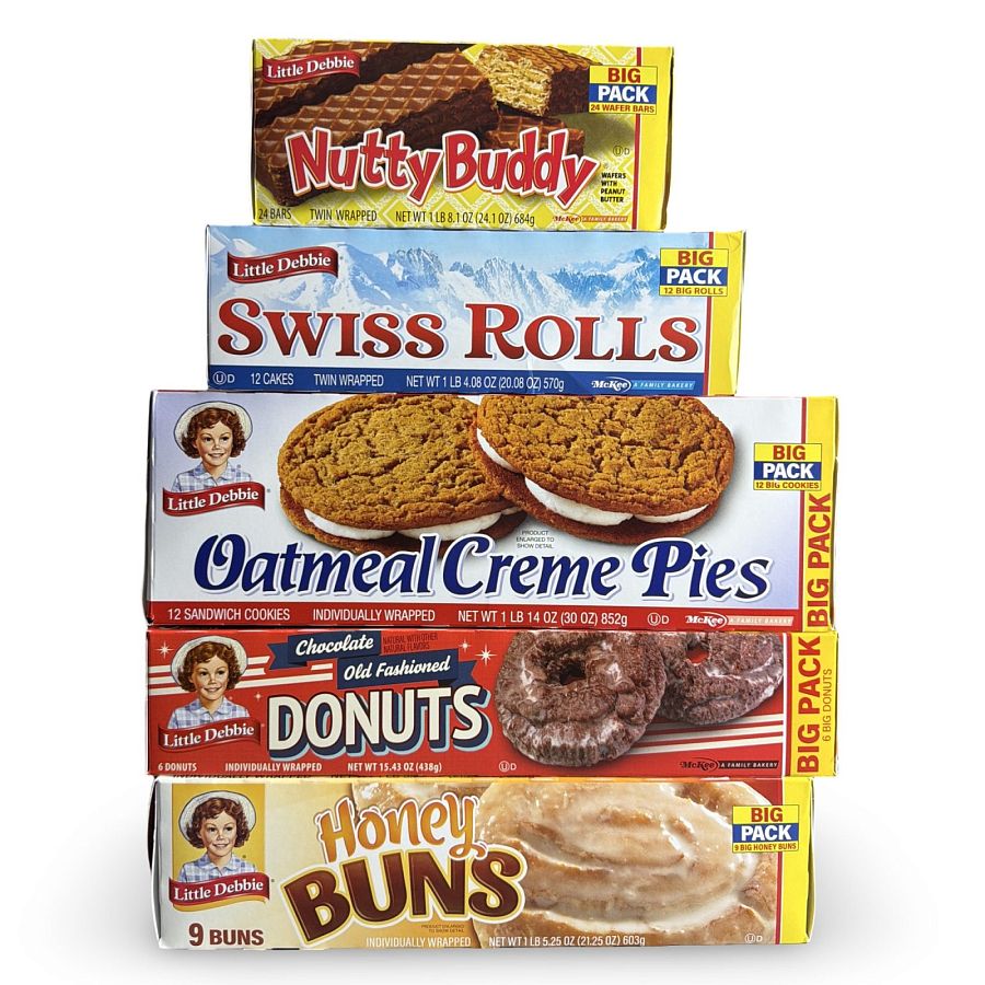 Little Debbie BIG PACKS Newest Cakes Variety Pack 5 Boxes | Nutty Wafers, Swiss Rolls, Oatmal Pies, Chocolate Donut, and Honey Buns - Specialty Snack by McKee Foods