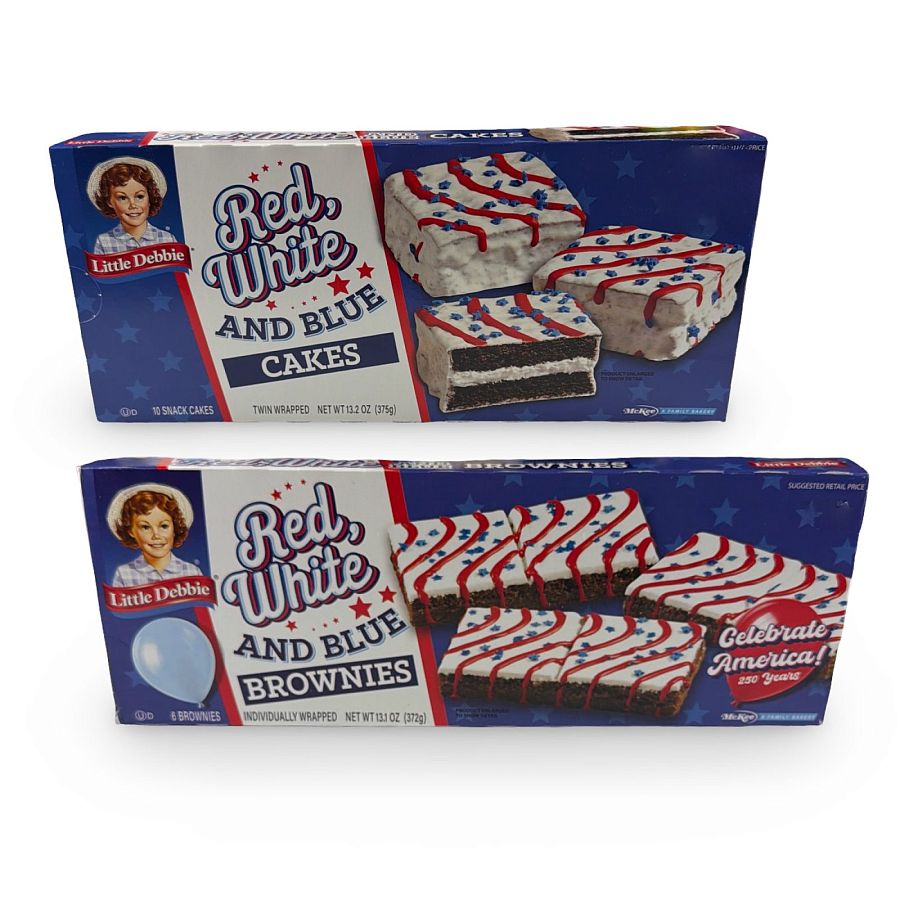 Little Debbie Independence Day Holiday Special Edition Cakes, 2 Packs, Combo Pack, 1 of Each - Specialty Snack by Little Debbie