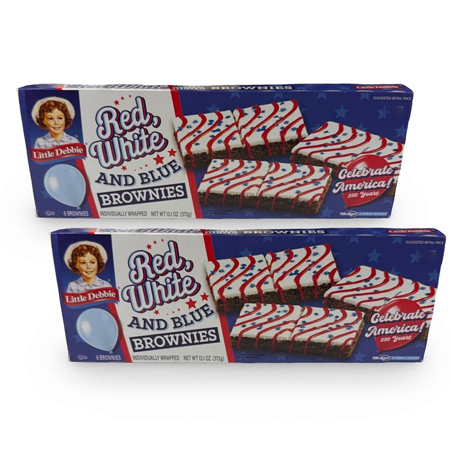 Little Debbie Independence Day Holiday Special Edition Cakes, 2 Packs, Red White & Blue Brownies - Specialty Snack by Little Debbie