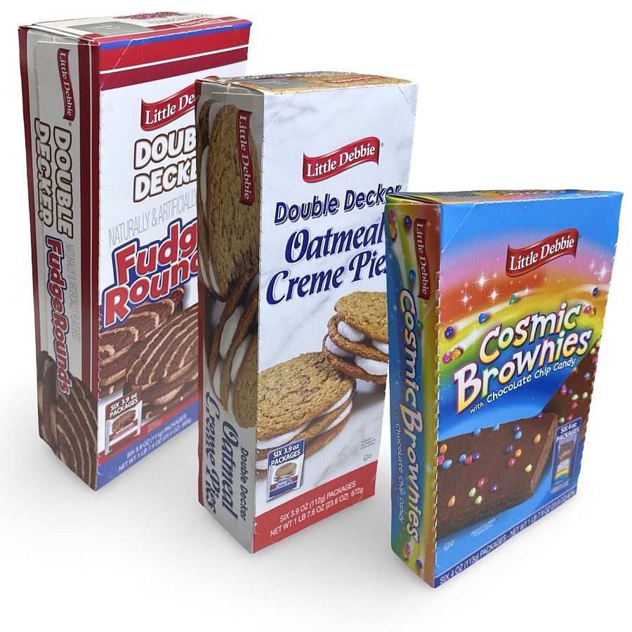 Little Debbie Mega Sized Cakes Combo Packs | Cosmic Chocolate Brownies/Double Decker Fudge Rounds/Double Decker Oatmeal Rounds | 18 Total - Specialty Snack by Little Debbie