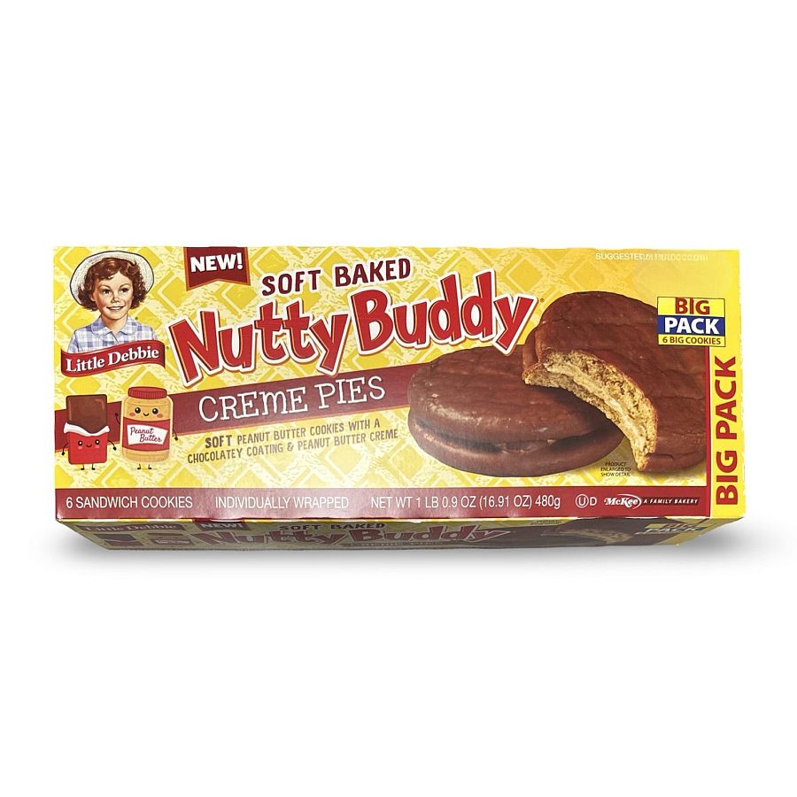 Little Debbie Nutty Buddy Peanut Butter Cookie Cream Pies, Family Pack - Specialty Snack by Little Debbie