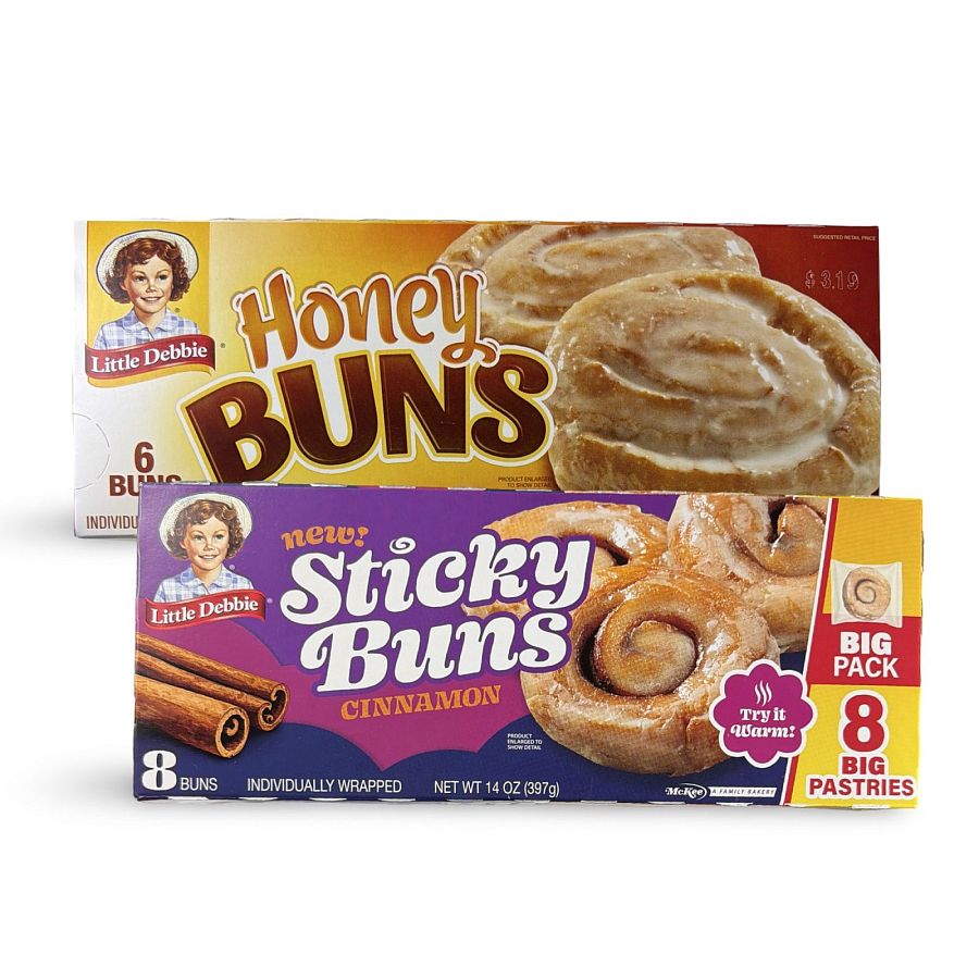 Little Debbie Sticky Buns & Honey Buns Combo Pack – 1 Big Pack Sticky Buns + 1 Honey Bun Box | Compare & Enjoy - Specialty Snack by Little Debbie