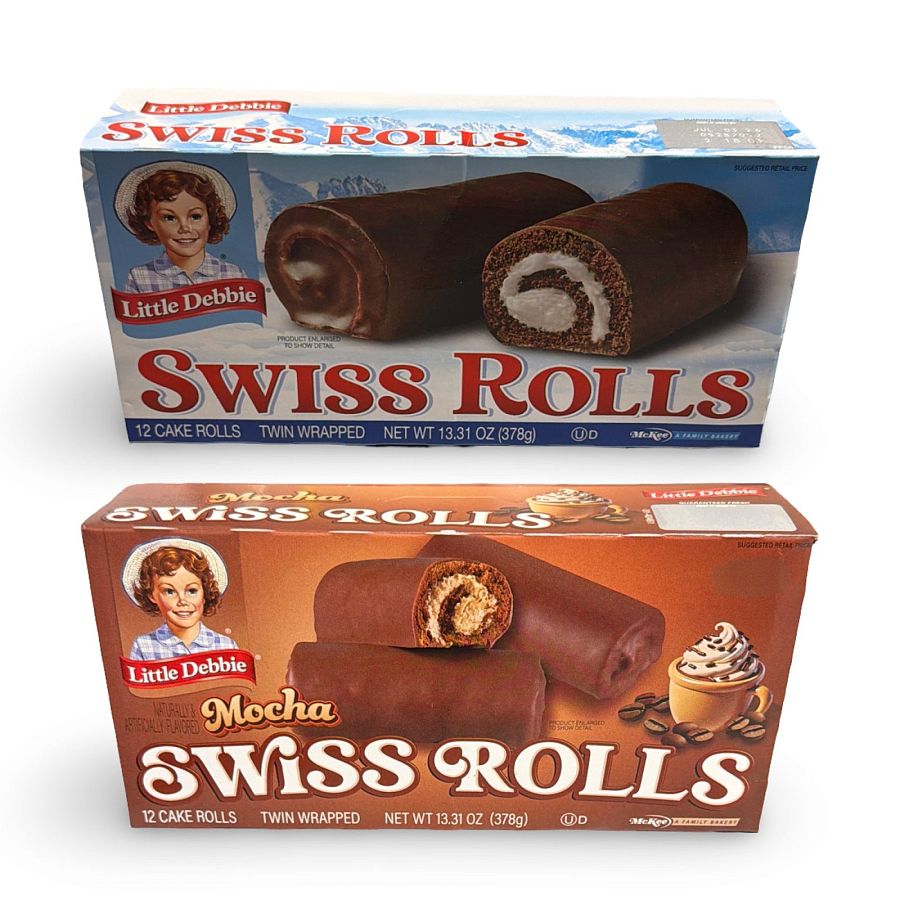 Little Debbie Swiss Roll Variety Pack, Classic Chocolate & Mocha Swiss Rolls, 2 Boxes, 24 Total Rolls - Specialty Snack by Little Debbie