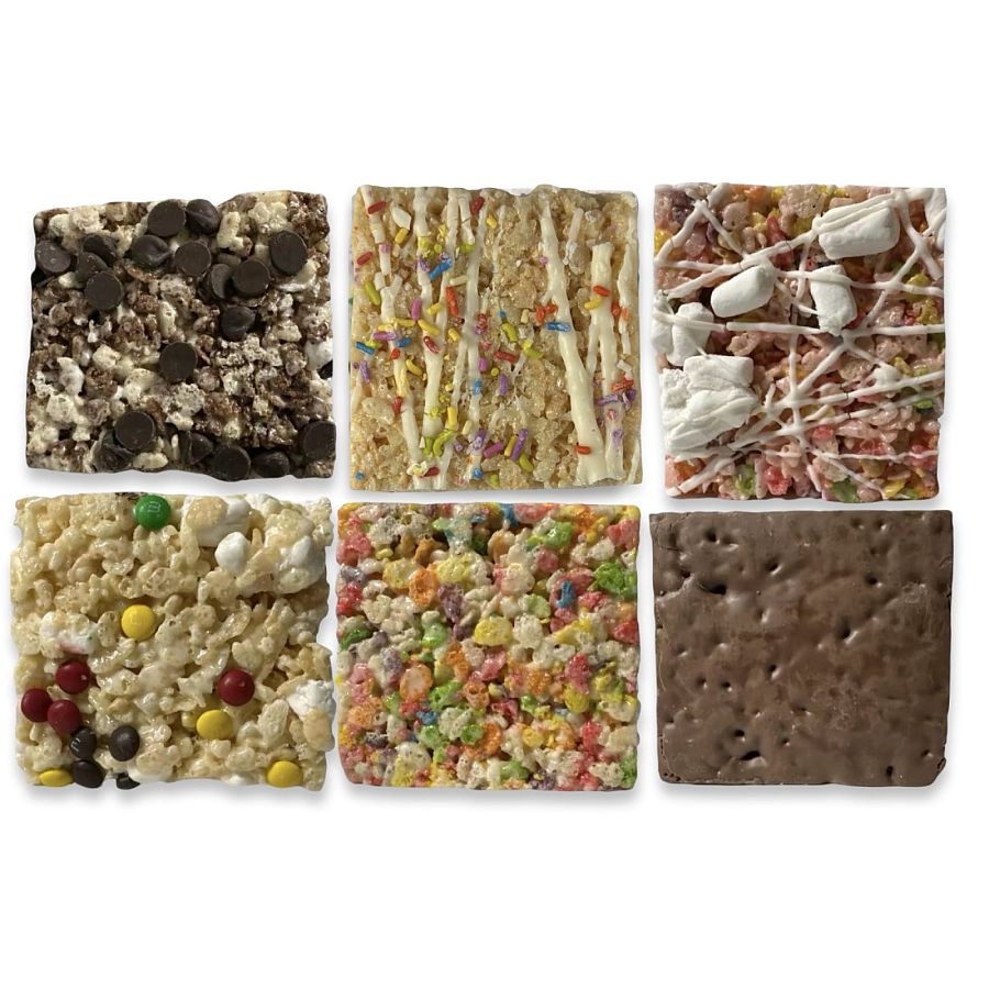 Marshmallow Crispy Treat Bars, Birthday Cake | 6 Pack - Specialty Snack by Tribeca Curations