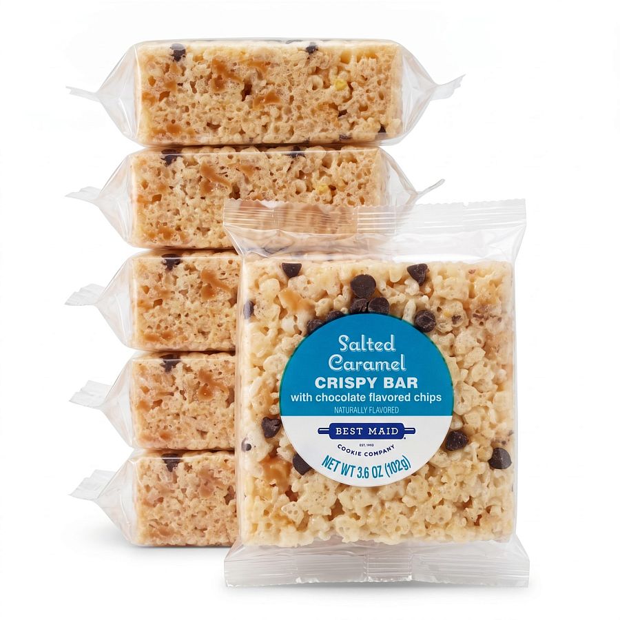 Marshmallow Crispy Treat Bars, Salted Caramel | 6 Pack - Specialty Snack by Tribeca Curations