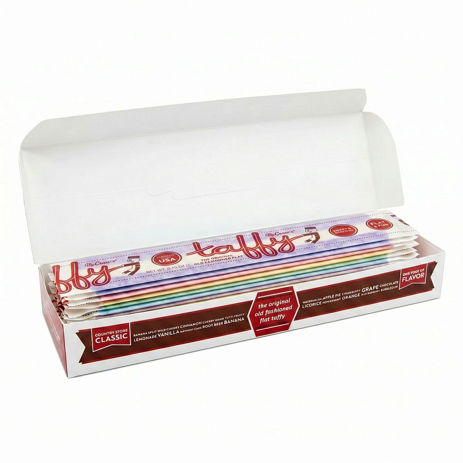 McCraws Giant Flat Taffy Candy | 24 Invidually Wrapped Foot Long  Taffy of Assorted Country Classics Flavors - Specialty Snack by Hammond's