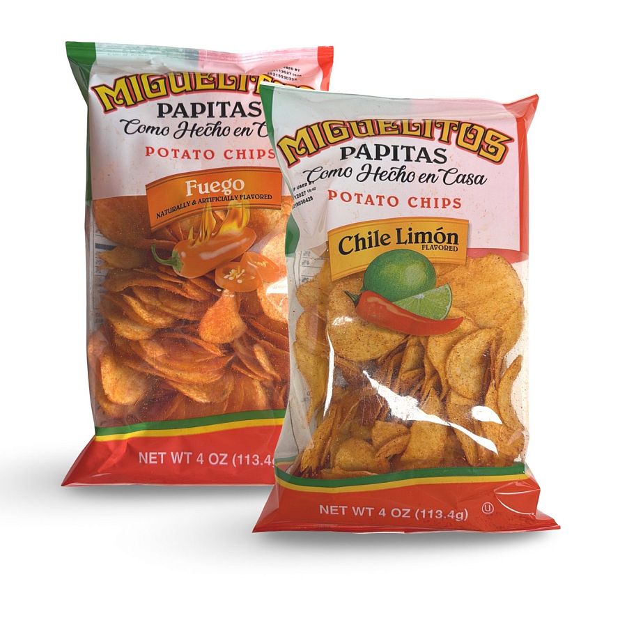 Miguelitos Papitas Potato Chips – Chile Limon & Fuego, 4 Bags | Choose Flavor or 2 & 2 Variety Pack - Specialty Snack by Utz