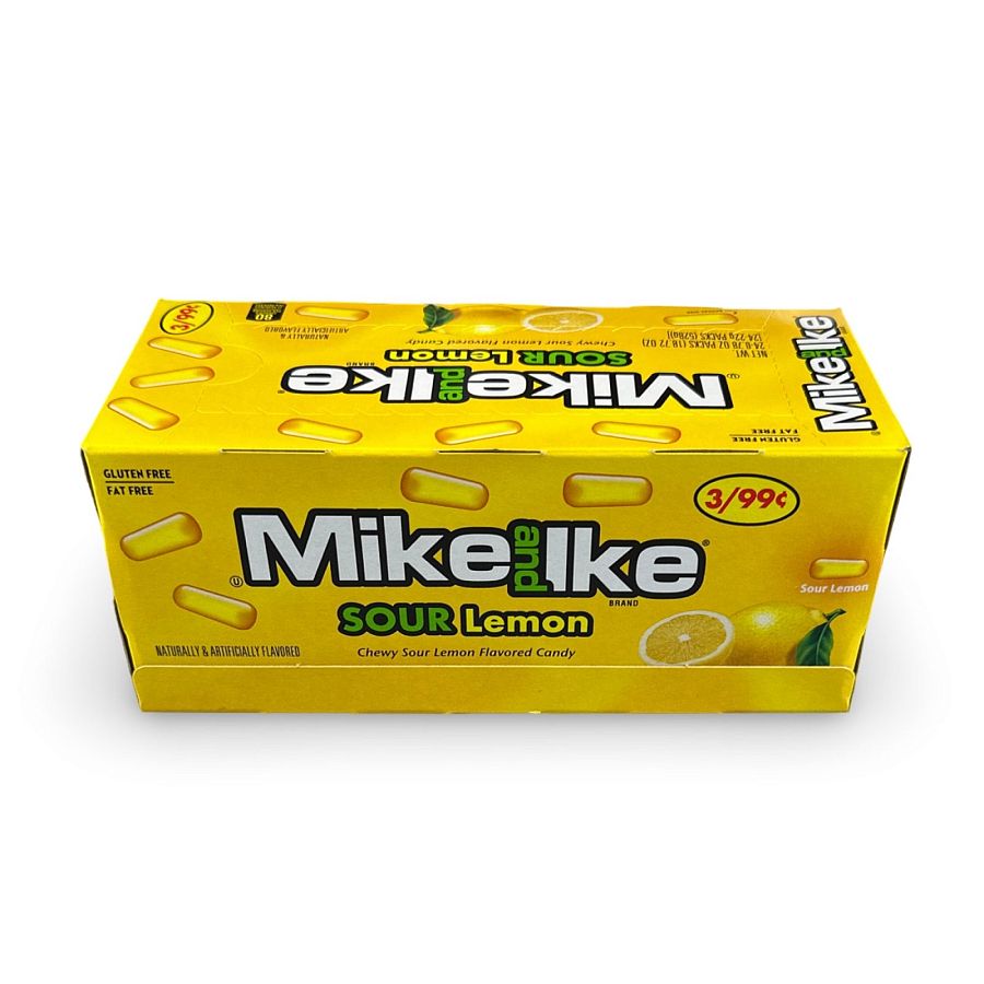 Mike & Ike Chewy Candy – 24 Count Theater Box, Sour Lemon - Specialty Snack by Mike and Ike
