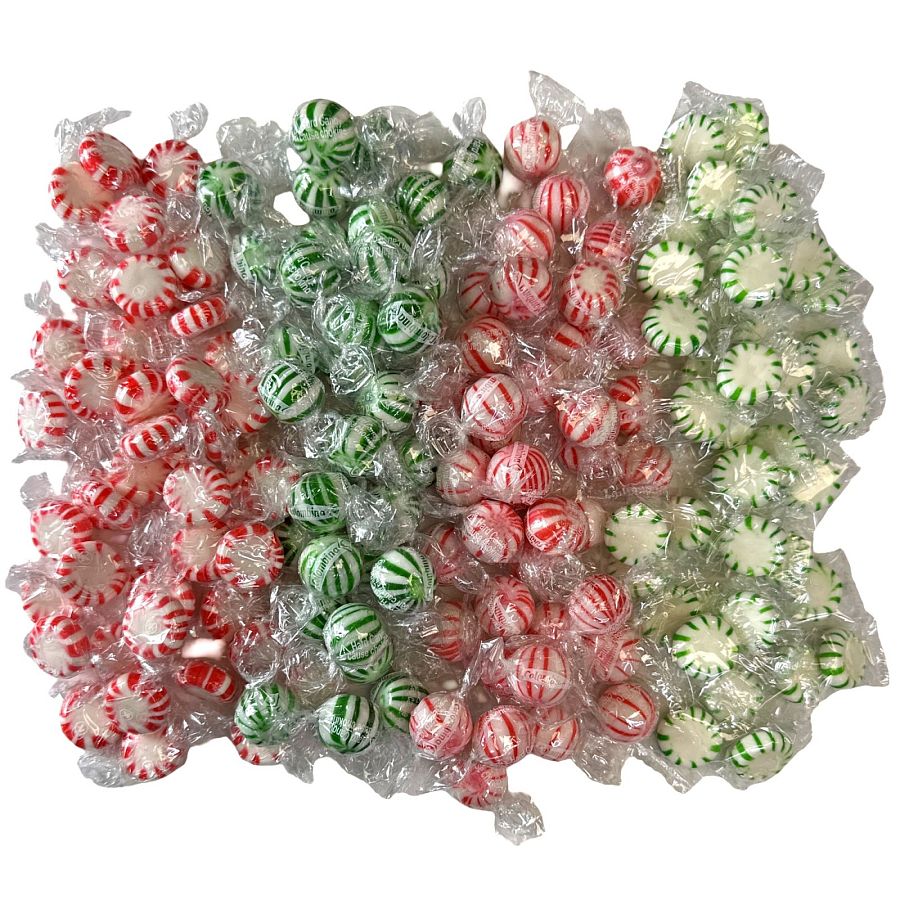 Mint Medley Includes: Red Peppermint and Green Spearmint Starlights and Jumbo Balls Mint Candy, 4 Different Kinds, 2 lbs Total - Specialty Snack by Readi-Bake