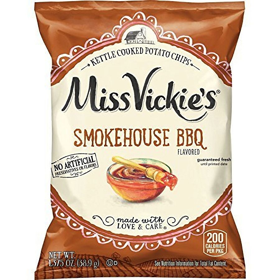 Miss Vickie's Kettle Cooked Potato Chips, Smokehouse BBQ, 1.375 Oz | 6 Bags - Specialty Snack by Frito-Lay