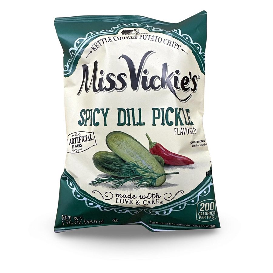 Miss Vickie's Spicy Dill Pickle Kettle Cooked Potato Chips, 12 Pack - Specialty Snack by Tribeca Curations