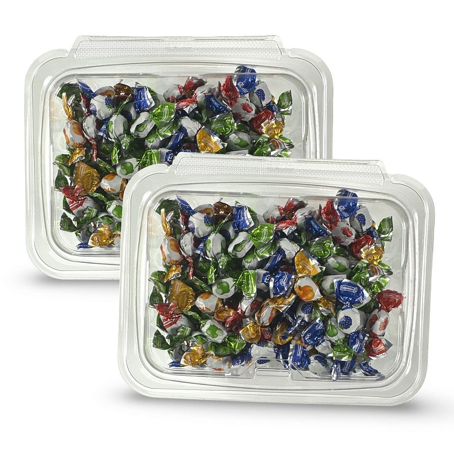 Mixed Flavor Delicate Mini Fruit Drops Nostalgic Grandma Candy | Cherry, Green Apple, Blackberry and Peach | 2 Bulk 8 Oz Tubs (1 Lb Total) - Specialty Snack by Grandma's Cookies