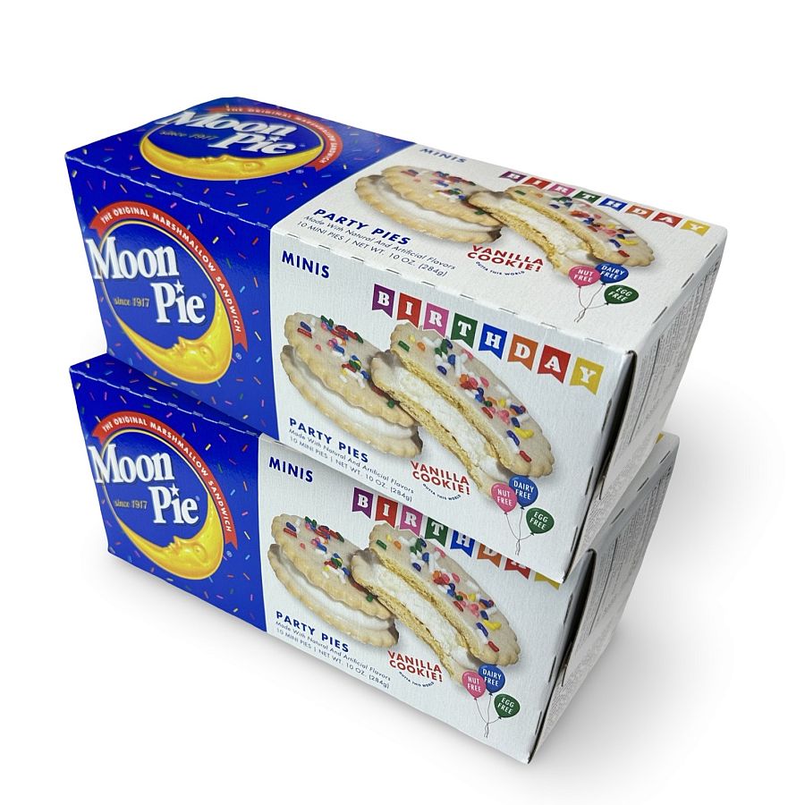 Moon Pie Mini Birthday Cake Vanilla Cookie Party Pies, 2 Boxes, 10 Per Box (20 Total) - Specialty Snack by MoonPie