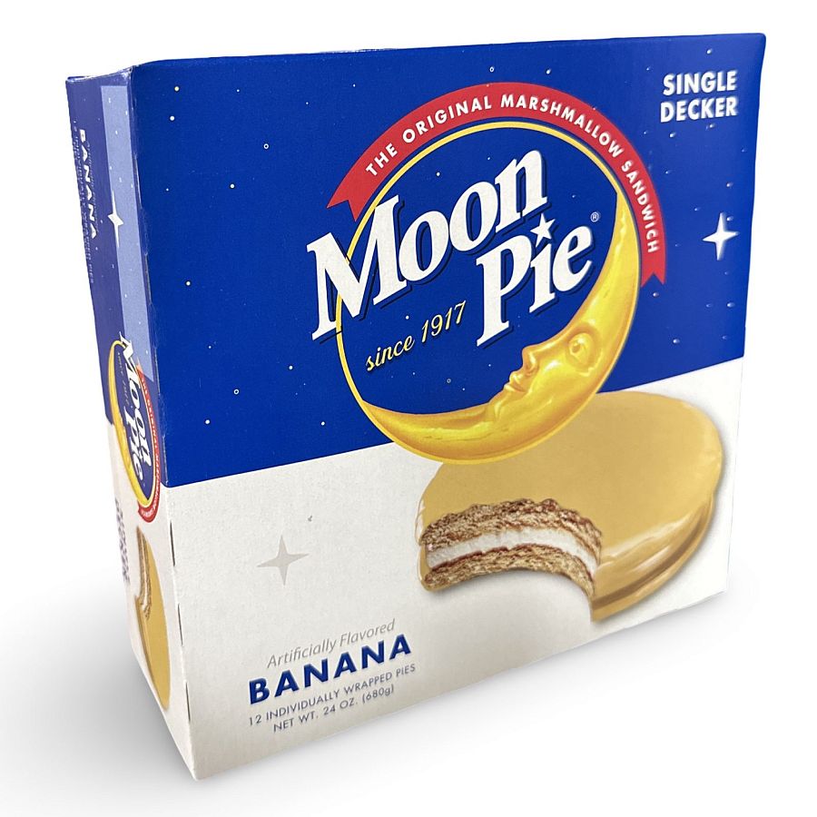 Moon Pie Single Decker Original Marshmallow Sandwich - Banana | 12 Count Box - Specialty Snack by MoonPie