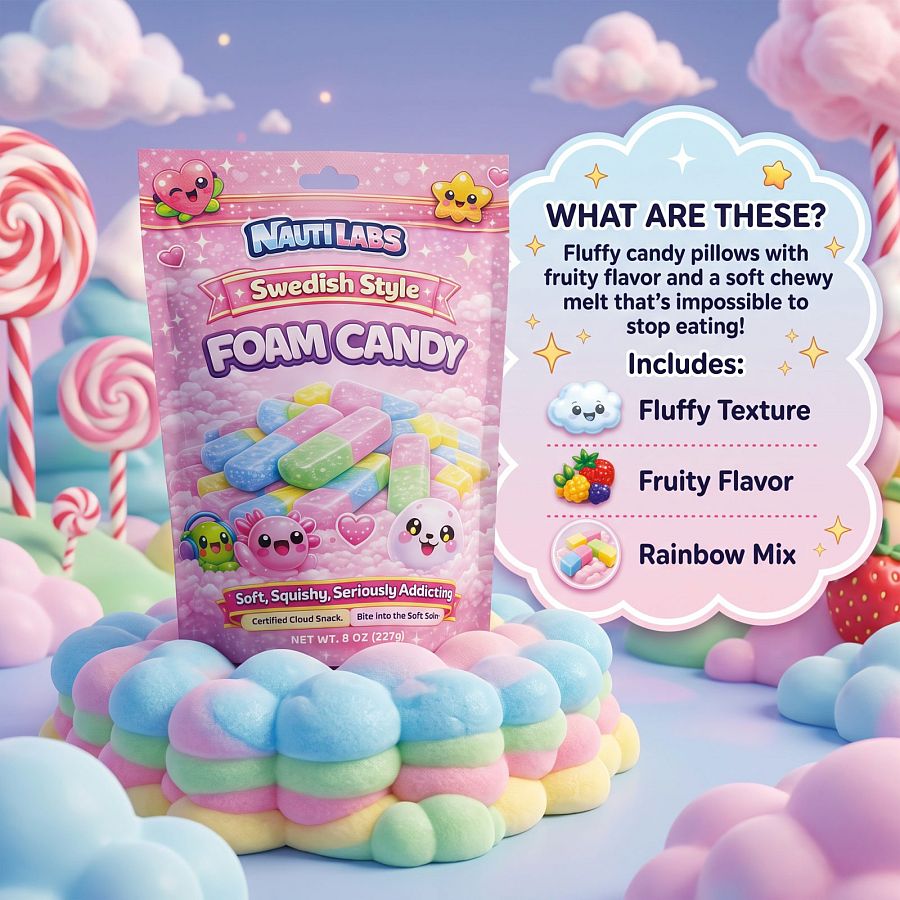 Nauti Labs Experimental Candy | Swedish Style Foam Candy - 8 oz Bag - Specialty Snack by Nauti Labs