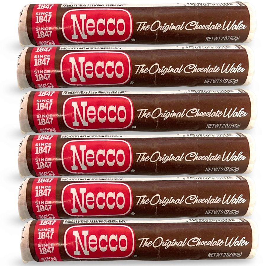 Necco Chocolate Wafer Rolls, Nostalgic Candy, 6 Pack - Specialty Snack by Necco