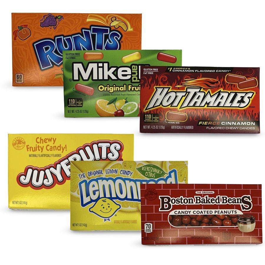 Nostalgic Candy Large Movie Theater Size Boxes Variety, Boston Baked Beans, Jujyfruit, Mike & Ike, Runts, Lemonhead and Hot Tamales - Specialty Snack by Boston Baked Beans