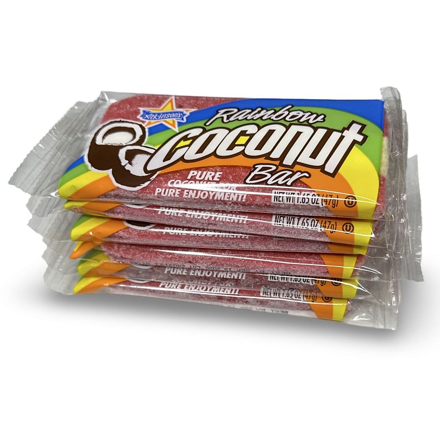 Nostalgic Candy Rainbow Chewy Coconut Bars, 1.65 Oz, Pack of 6 - Specialty Snack by Atkinson's