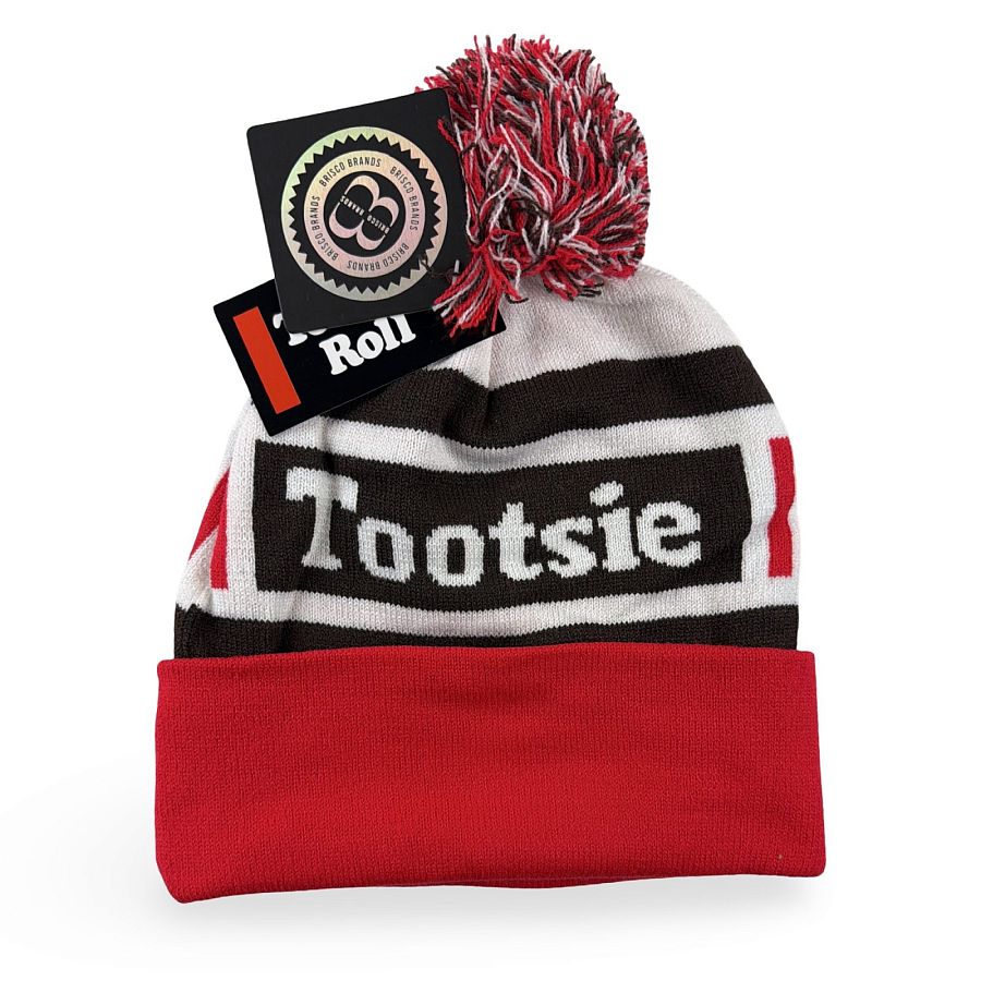 Nostalgic Candy-Themed Winter Hats – Officially Licensed Beanies | One Size Fits All | Tootsie Roll Pom-Pom - Specialty Snack by Tootsie Roll